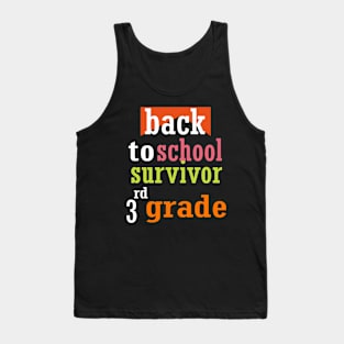 back to school survivor 3rd grade students funny Tank Top